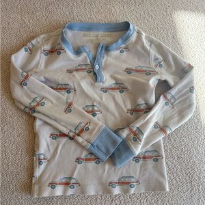 The Beaufort Bonnet Company Cream and Blue Car Print Long Sleeve Tee